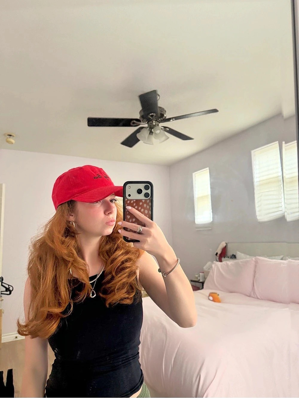 Lay Low Embroidered Logo Baseball Cap in Red Like New
